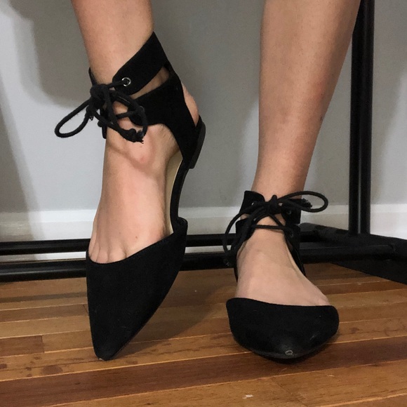 Ankle Strap Point Toe Flats - Picture 1 of 4